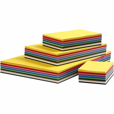 Gekleurd karton, a2,a3,a4,a5,a6, 180 gr, diverse kleuren, 1800 div vellen 1 doos