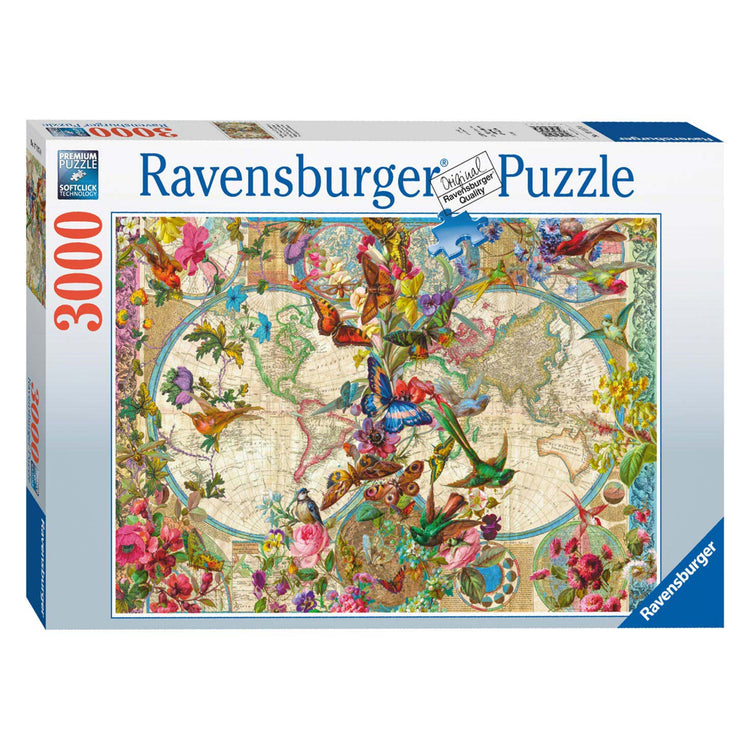 Ravensburger puzzel flora en fauna wereldkaart - legpuzzel - 2000 stukjes