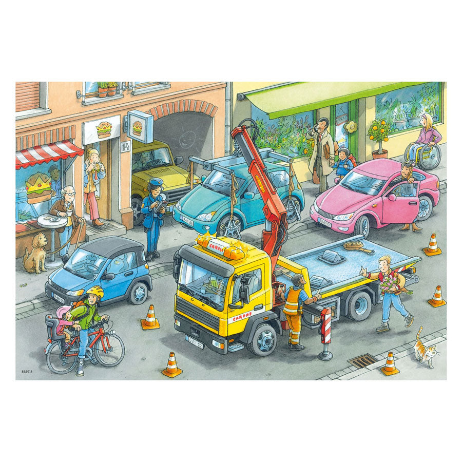 Ravensburger puzzel vuilniswagen en sleepwagen - 2 x 24 stukjes