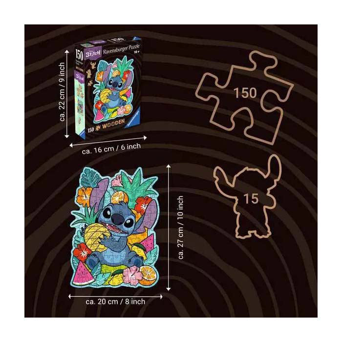 Ravensburger houten puzzel disney stitch - legpuzzel - 150 stukjes