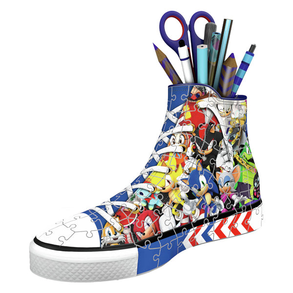 Ravensburger 3d puzzel pennenbak sonic the hedgehog sneaker 108 stukjes.