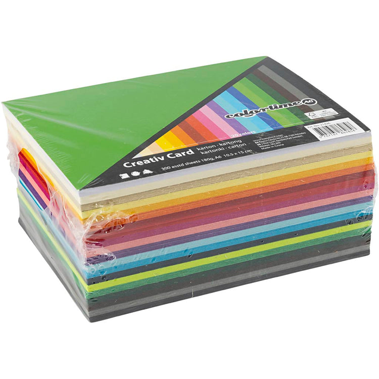 Creativ company https: www.cchobby.nl gekleurd-karton-a6-vel-105x148-mm-180-gr-diverse-kleuren-300-div-vellen-1-doos