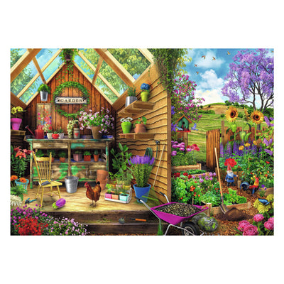 Ravensburger puzzel blik in het tuinhuis