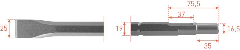 Rotec sds vlakbeitel 300mm