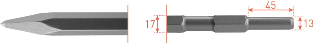 Rotec puntbeitel 280mm 6k-17mm