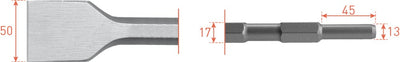 Rotec brede spade-beitel 50x280mm 6k-17mm