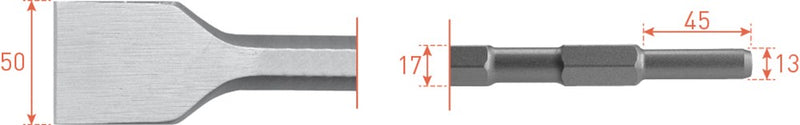 Rotec brede spade-beitel 50x280mm 6k-17mm