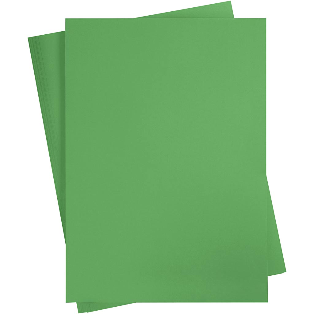 Gekleurd karton, a2, vel 420x594 mm, 180 gr, gras groen, 10 vel 1 doos