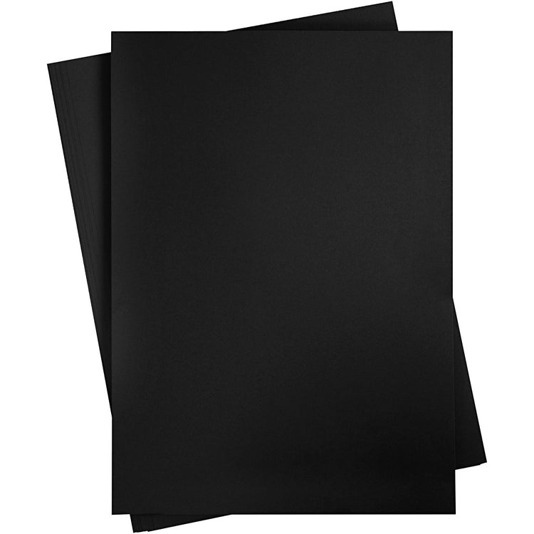 Gekleurd karton, a2, vel 420x594 mm, 180 gr, zwart, 10 vel 1 doos
