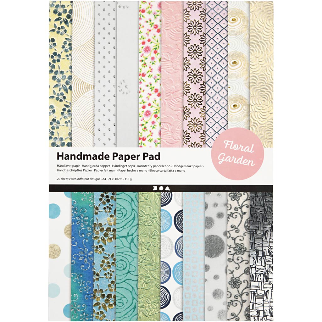 Creativ company papierblok handgemaakt bloementuin a4 20 vel