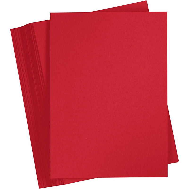 Gekleurd karton, a4, vel 210x297 mm, 180 gr, kerstrood, 100 vel 1 doos