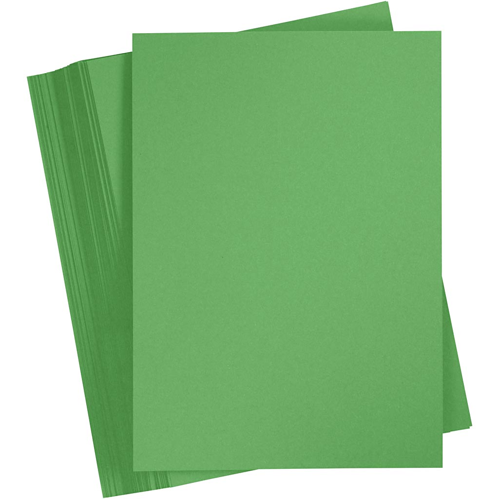 Gekleurd karton, a4, vel 210x297 mm, 180 gr, gras groen, 100 vel 1 doos