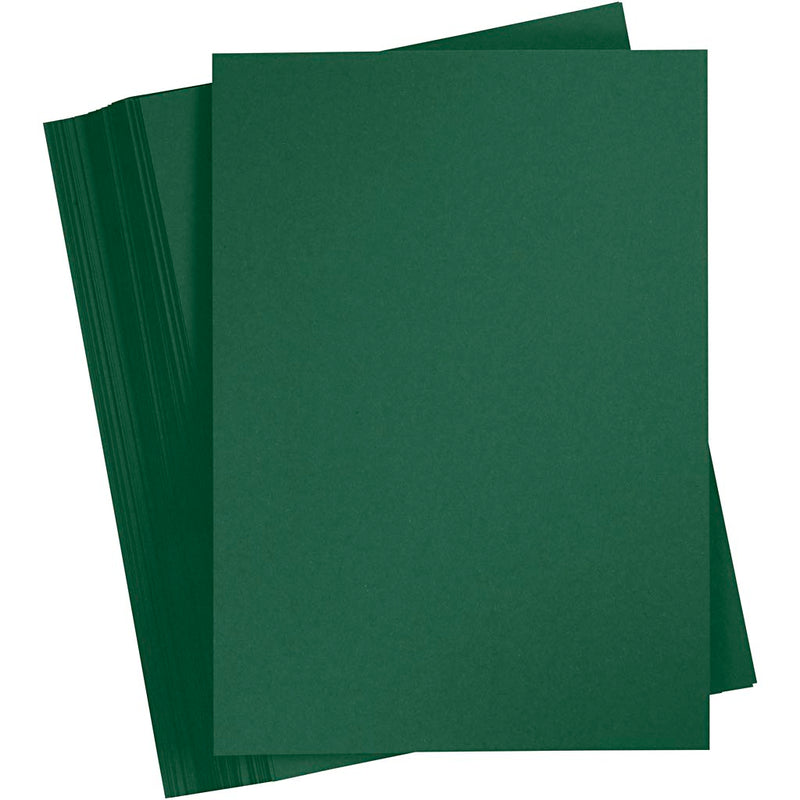 Gekleurd karton, a4, vel 210x297 mm, 180 gr, donkergroen, 100 vel 1 doos