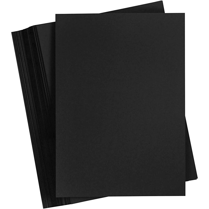 Creativ company zwart karton 180 grams - zwart a4 karton - hobbykarton - stevig papier - zwart a4 papier 180 grams - knutselpapier knutselkarton - 21x29,7 cm - a4 - 100 vellen
