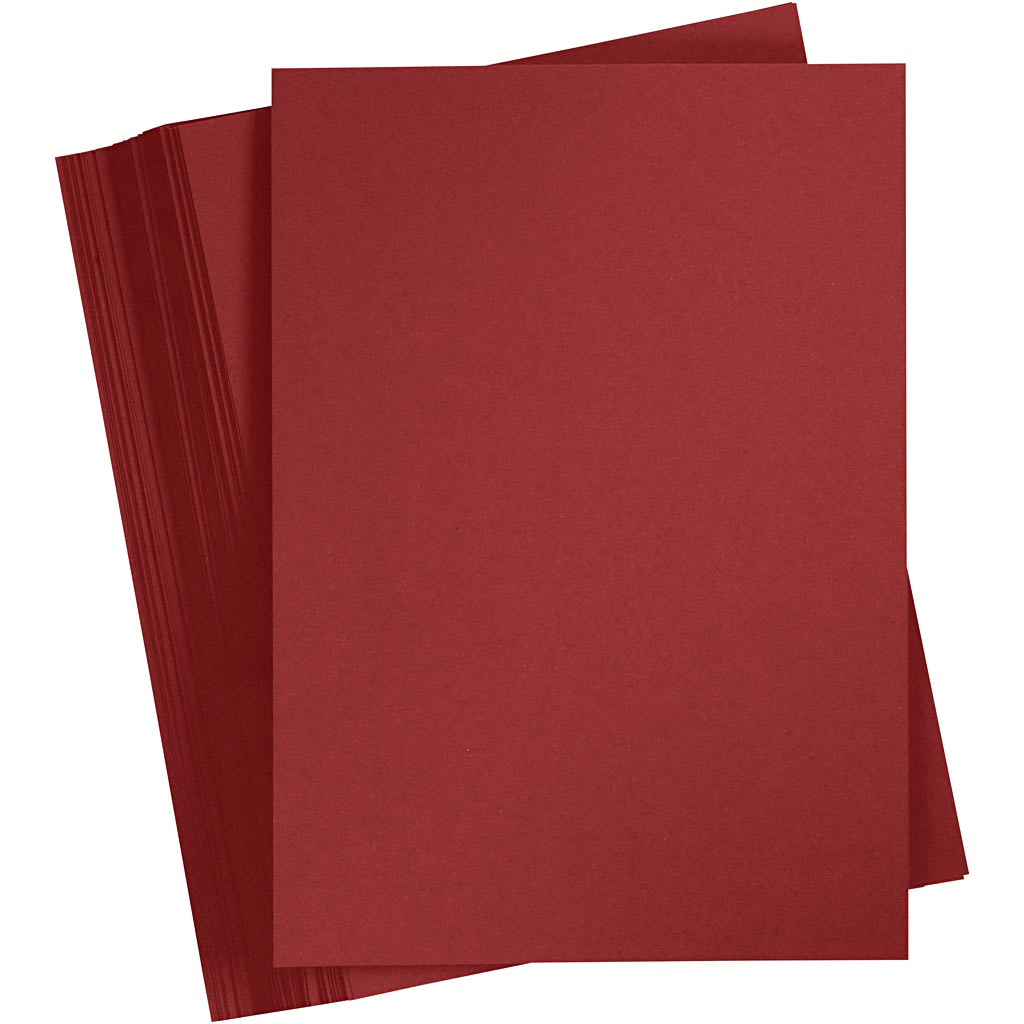Gekleurd karton, a4, vel 210x297 mm, 180 gr, donkerrood, 100 vel 1 doos