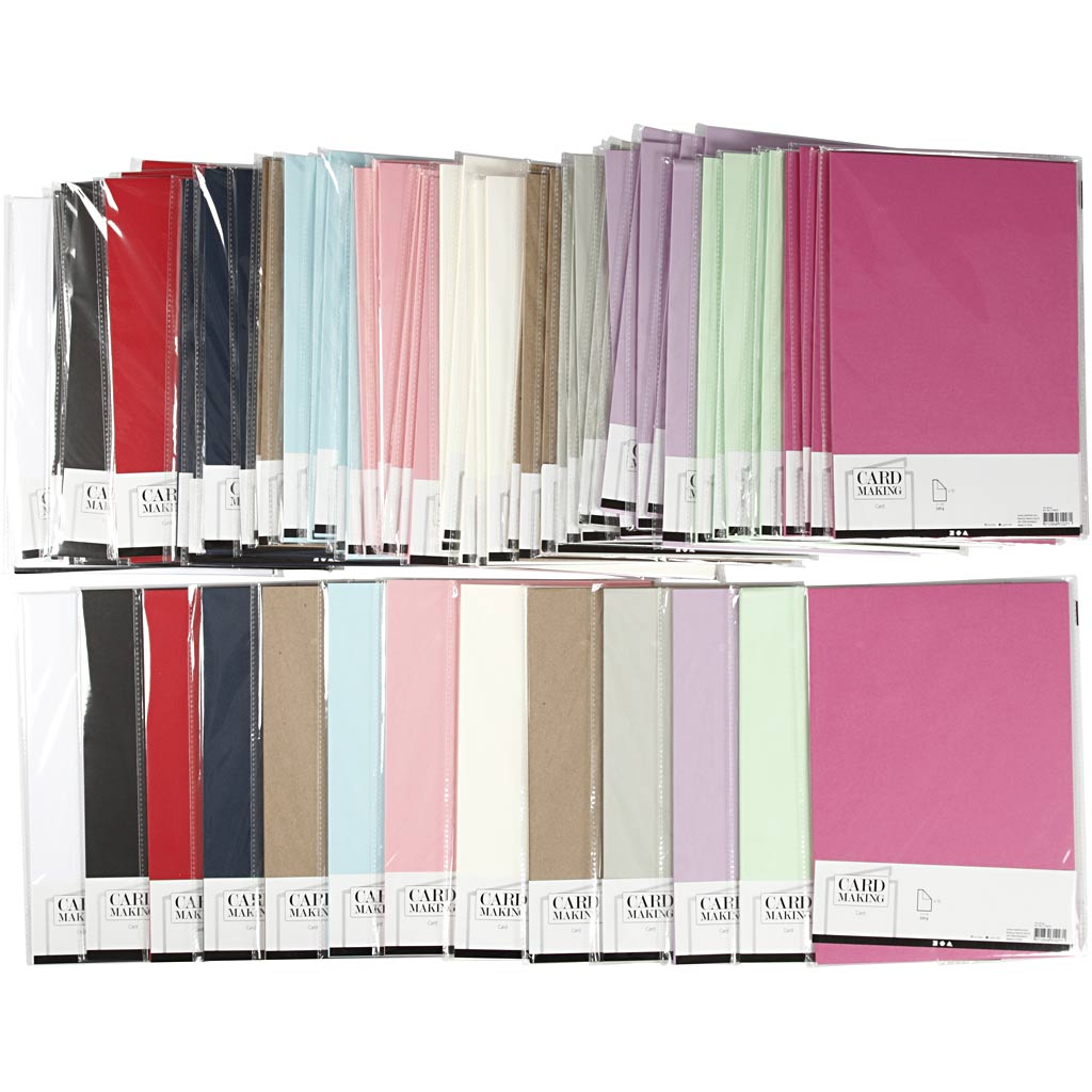 Karton, a4, vel 210x297 mm, 220 gr, diverse kleuren, 12x10 doos 1 doos