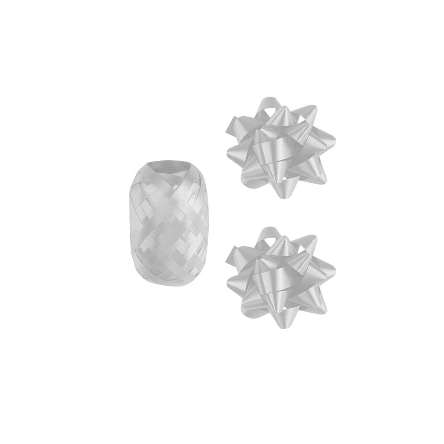 Paperdreams cadeauversieringset - zilver 2 strikken met 20 meter krullint