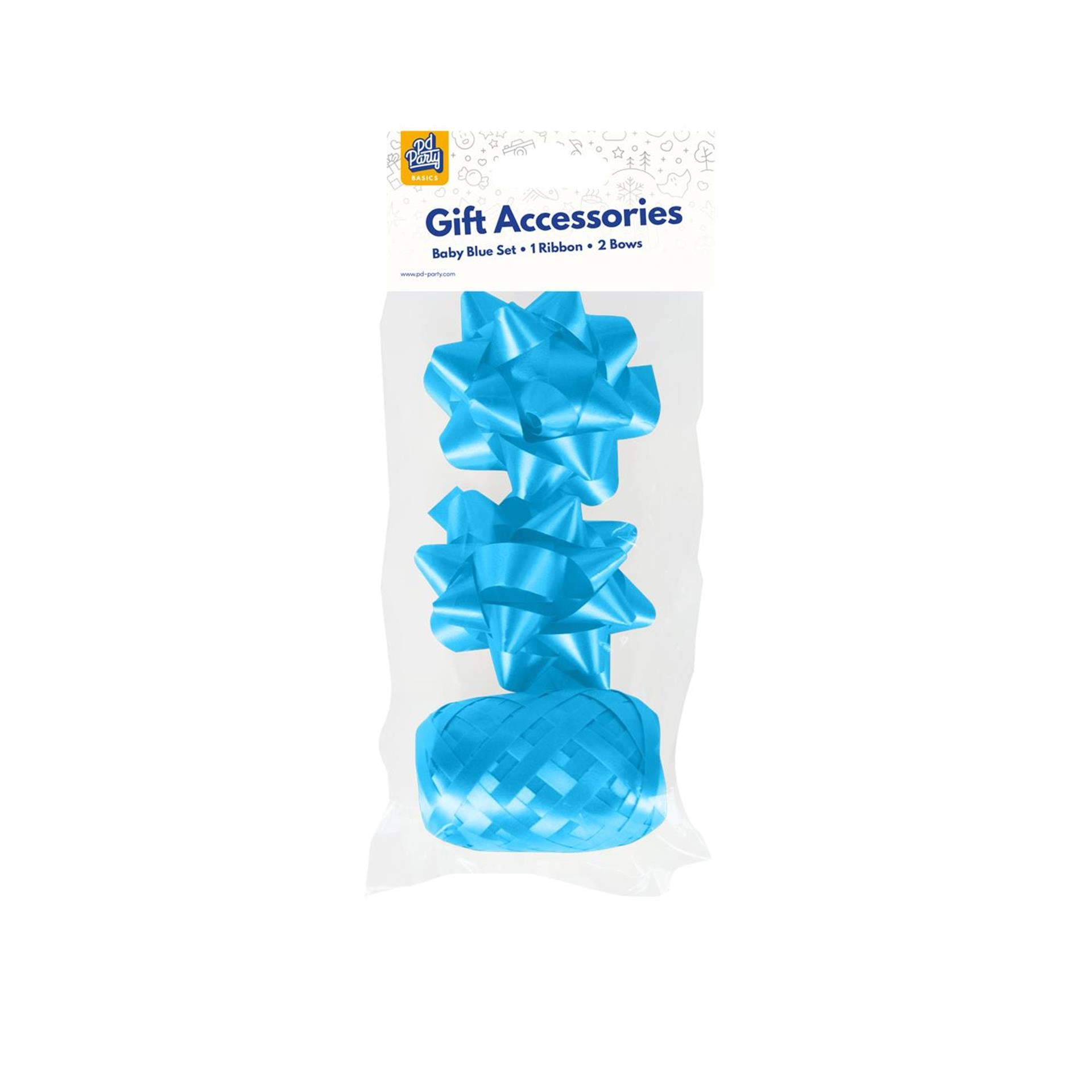 Paperdreams cadeauversieringset - baby blauw 2 strikken met 20 meter krullint