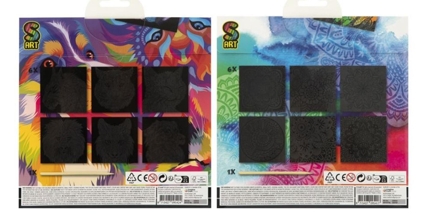 Grafix scratch kaarten, 6st. - mandala