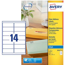 Etiketten inkjet quickpeel avery j8563-25 99,1x38,1mm transparant
