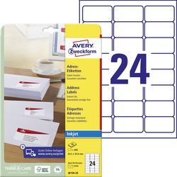 Inkjetetiketten quickdry avery j8159-25 63,5x33,9mm