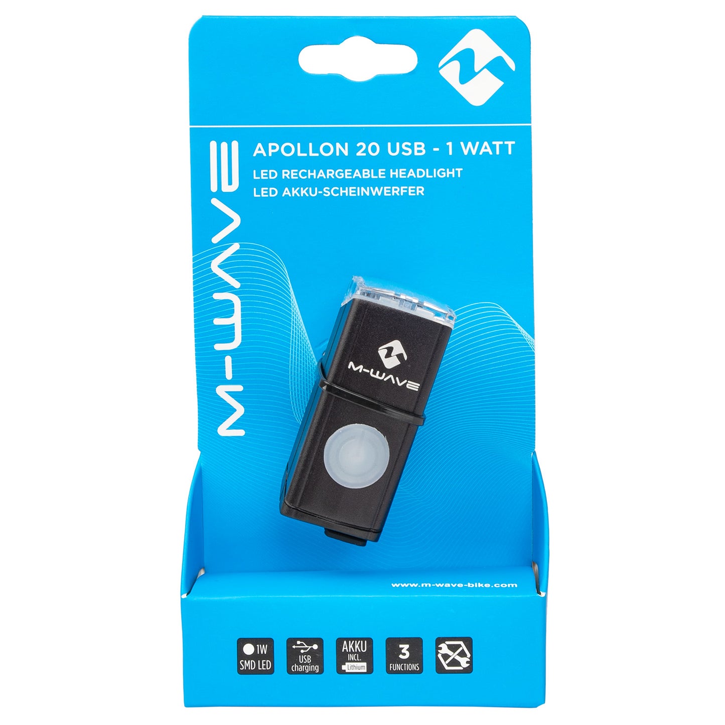 M-wave apollon 20 usb rechargeable battery front light