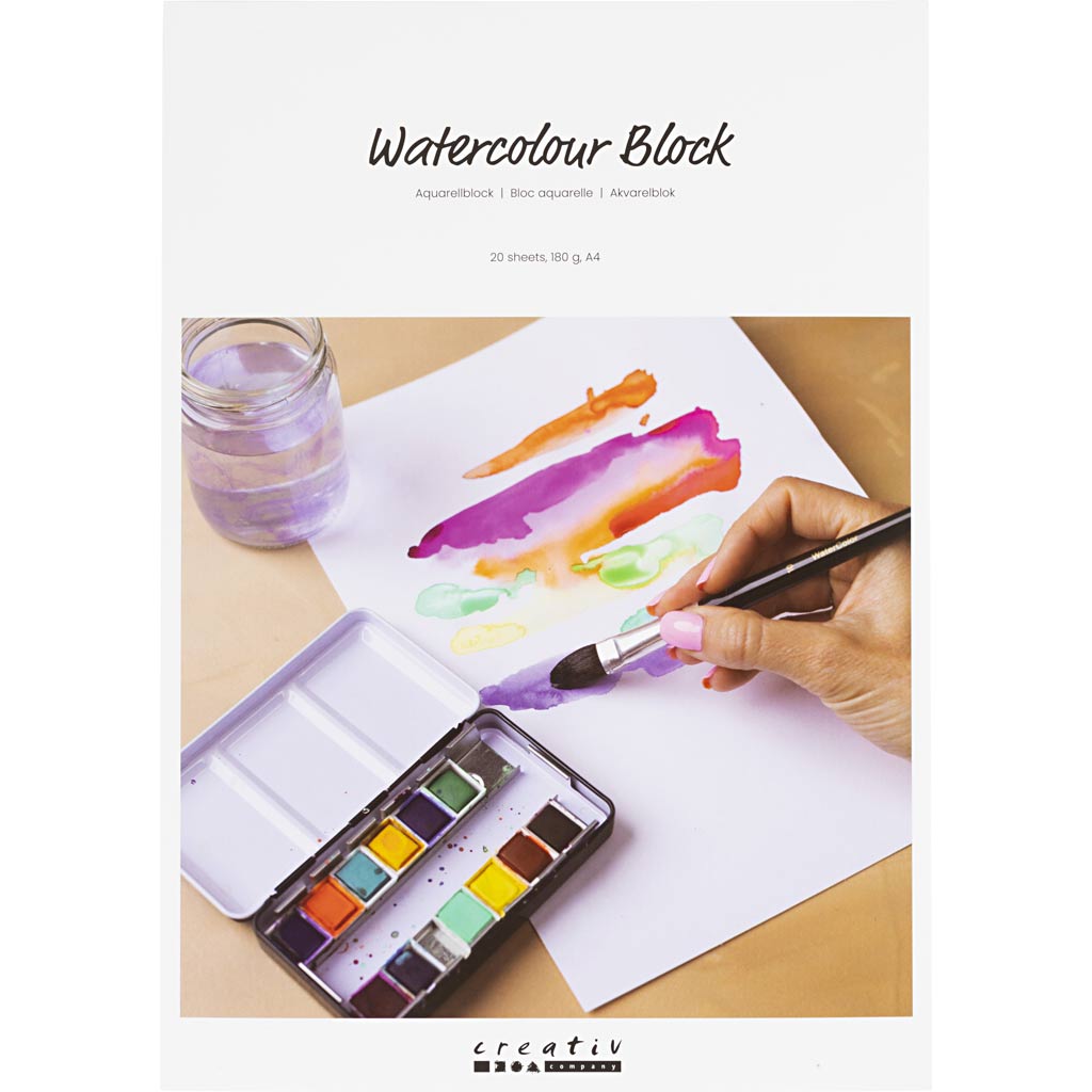 Creativ company aquarelblok wit a4 180gr, 20 vellen