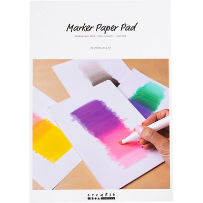 Creativ company papierblok voor stiften, a4, vel 210x297 mm, 120 gr, wit, 30 vel 1 doos