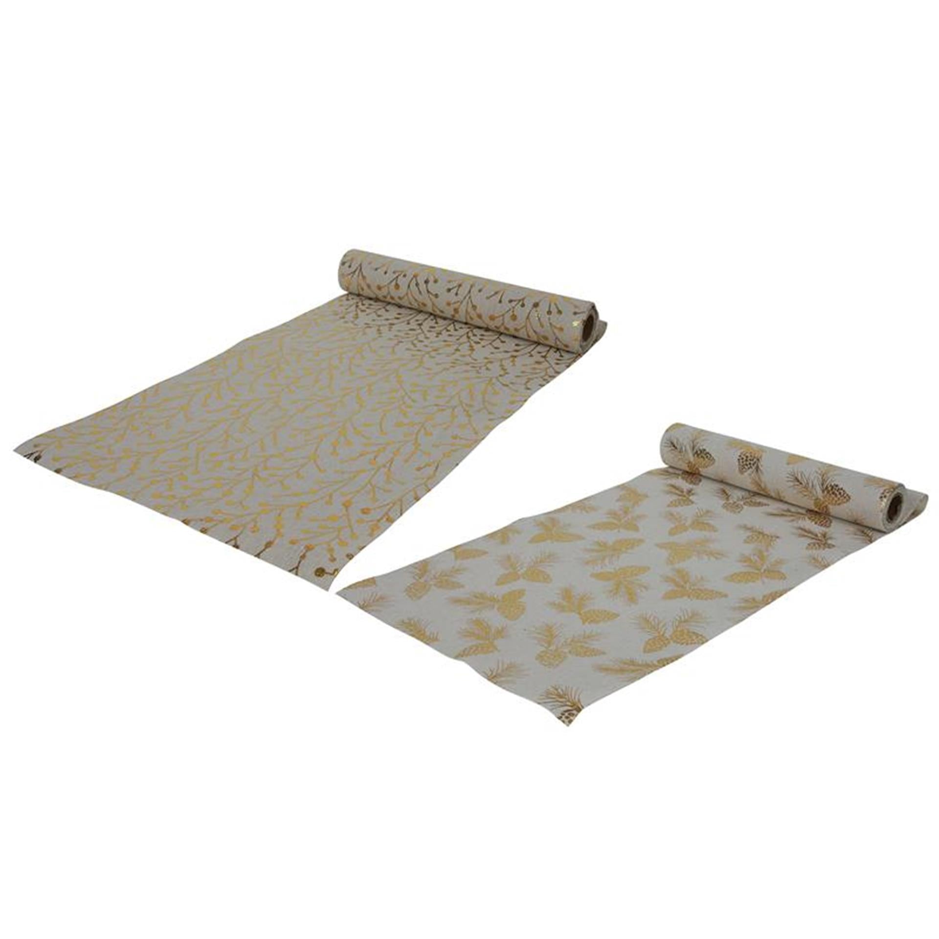 Svenska living tafelloper 275x28cm, katoen look goud