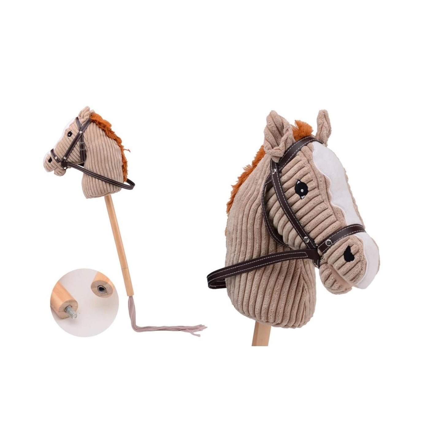 Johntoy stokpaardje + geluid 80cm bruin