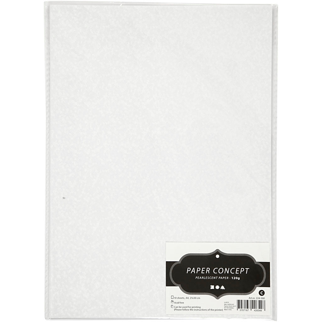 Creotime parelmoerpapier a4 wit parelmoer 120 grams, 10 vellen