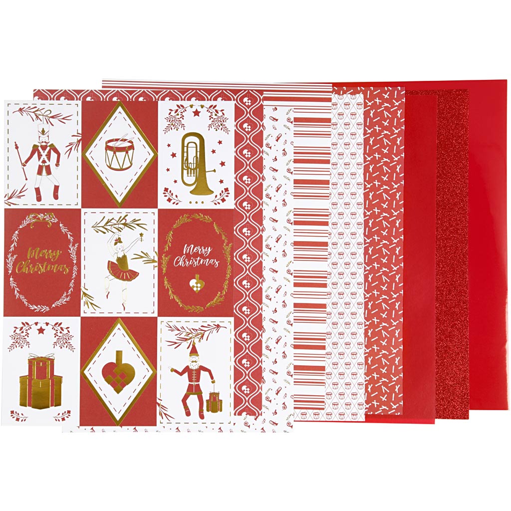 Design papierblok, afm 21x30 cm, 120+128 gr, rood, wit, 24 vel 1 doos