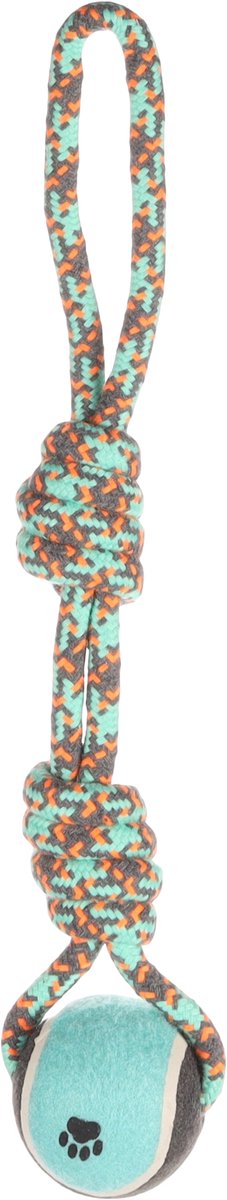 Flamingo riva twist - speelgoed honden - hs katoen riva touw+twist+tennisbal groen 38cm - 1st - 135160 - 1st
