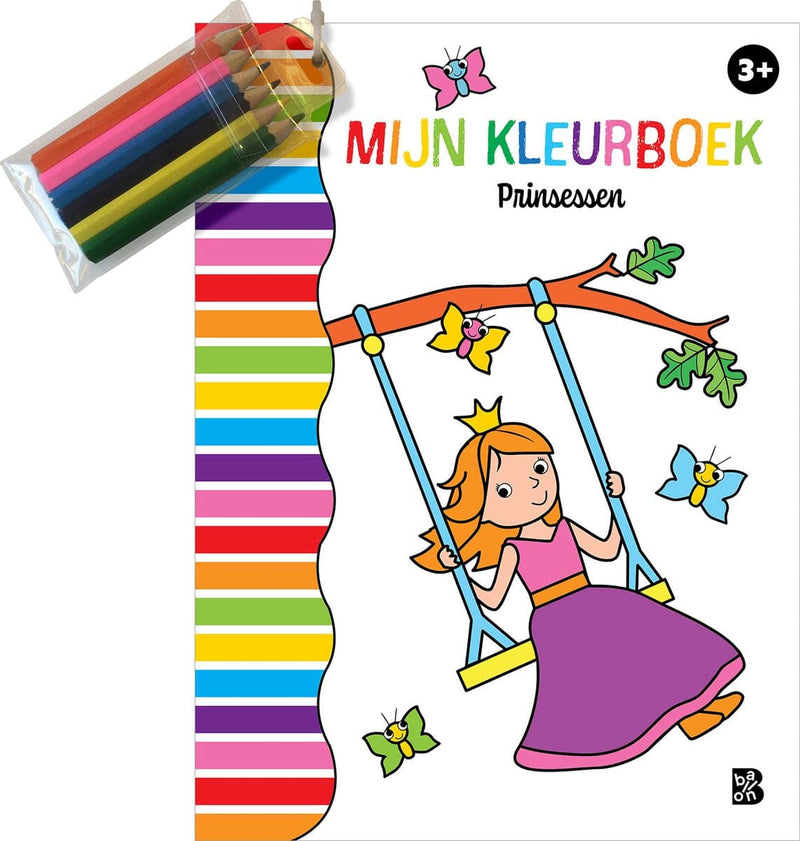 De ballon ballon kleurboek prinsessen met 6 kleurpotloodjes