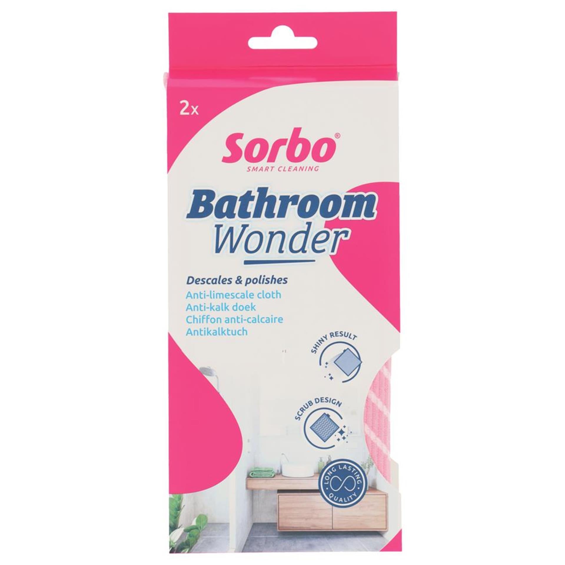 Sorbo bathroom wonder anti-kalkdoek 33x34cm set a 2 stuks