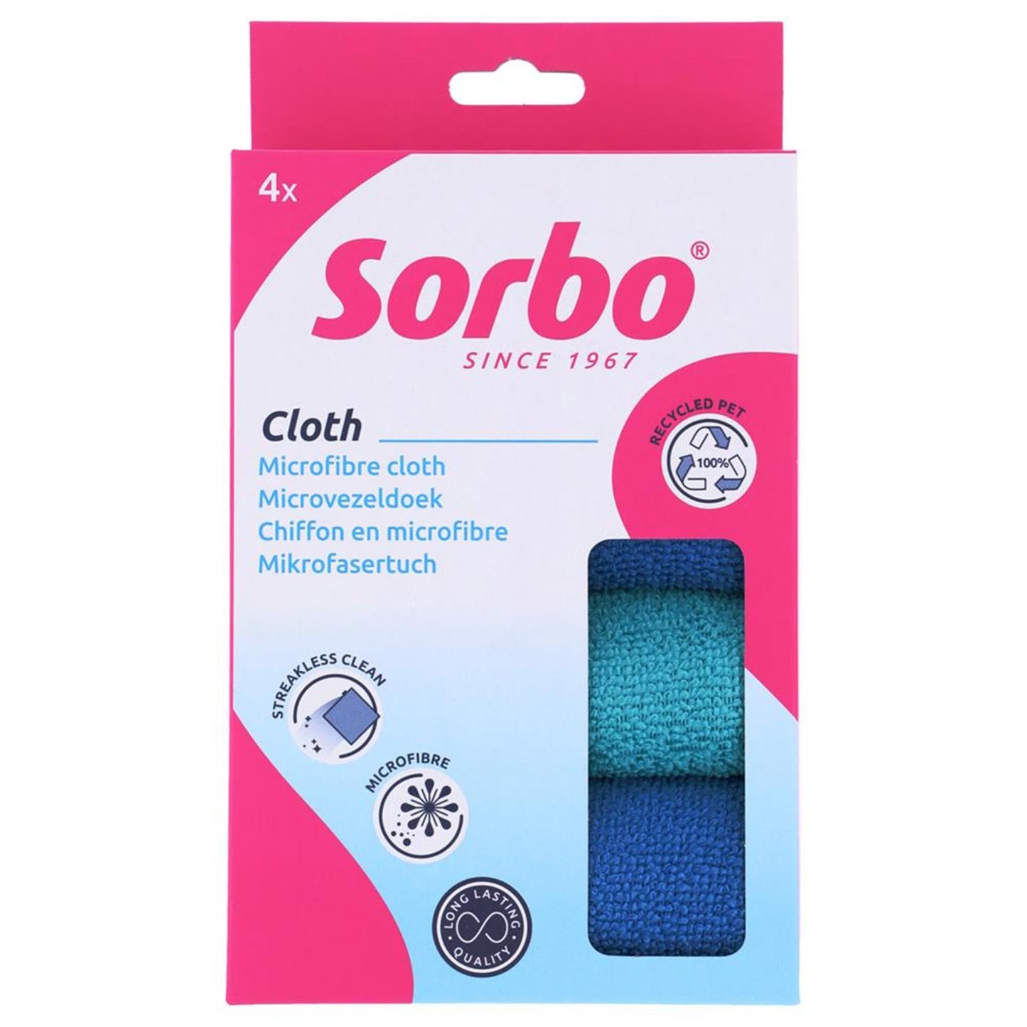 Sorbo recycled microvezeldoeken 35x35cm set a 4 stuks