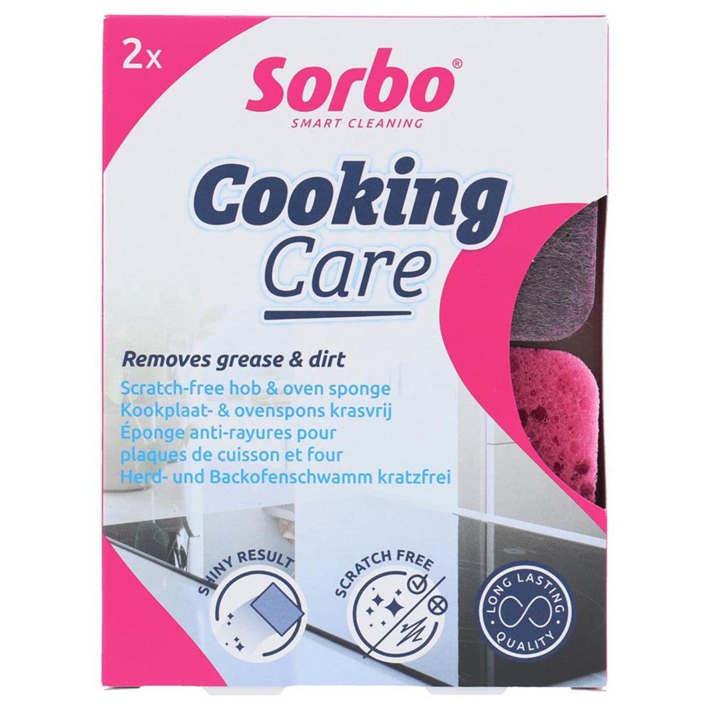 Sorbo cooking care keukenspons krasvrij set a 2 stuks