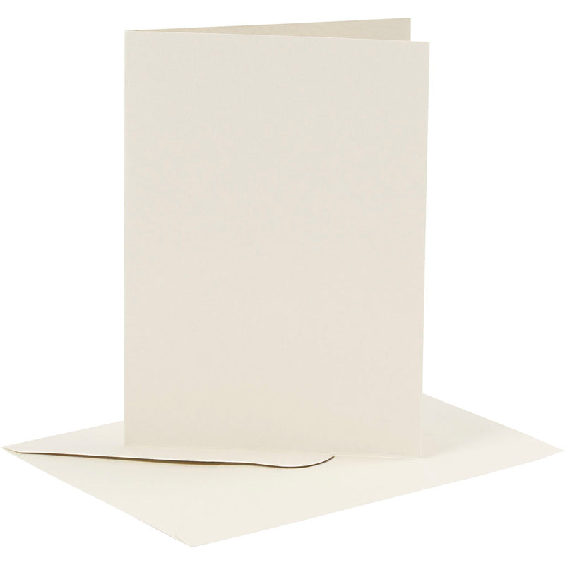 Kaarten en enveloppen, afmeting kaart 10,5x15 cm, afmeting envelop 11,5x16,5 cm, 110+230 gr, off-white, 6 set 1 doos