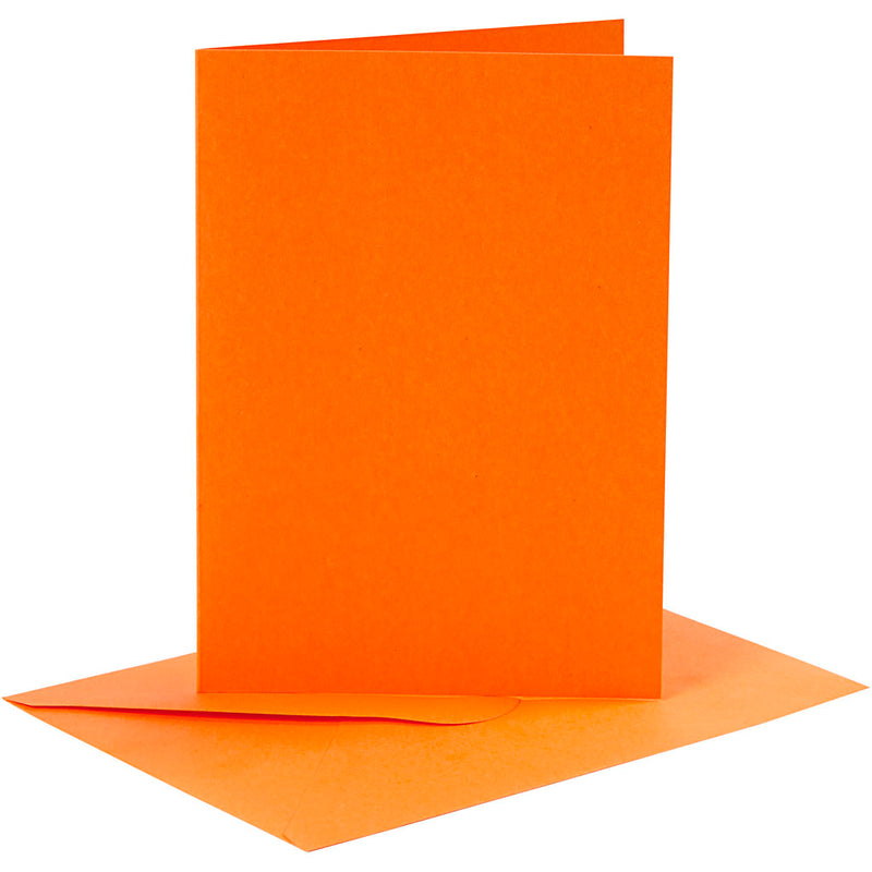 Kaarten en enveloppen, afmeting kaart 10,5x15 cm, afmeting envelop 11,5x16,5 cm, 110+220 gr, oranje, 6 set 1 doos