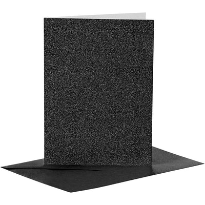 Creativ company kaarten en enveloppen 10,5x15cm glitter zwart - 4st.