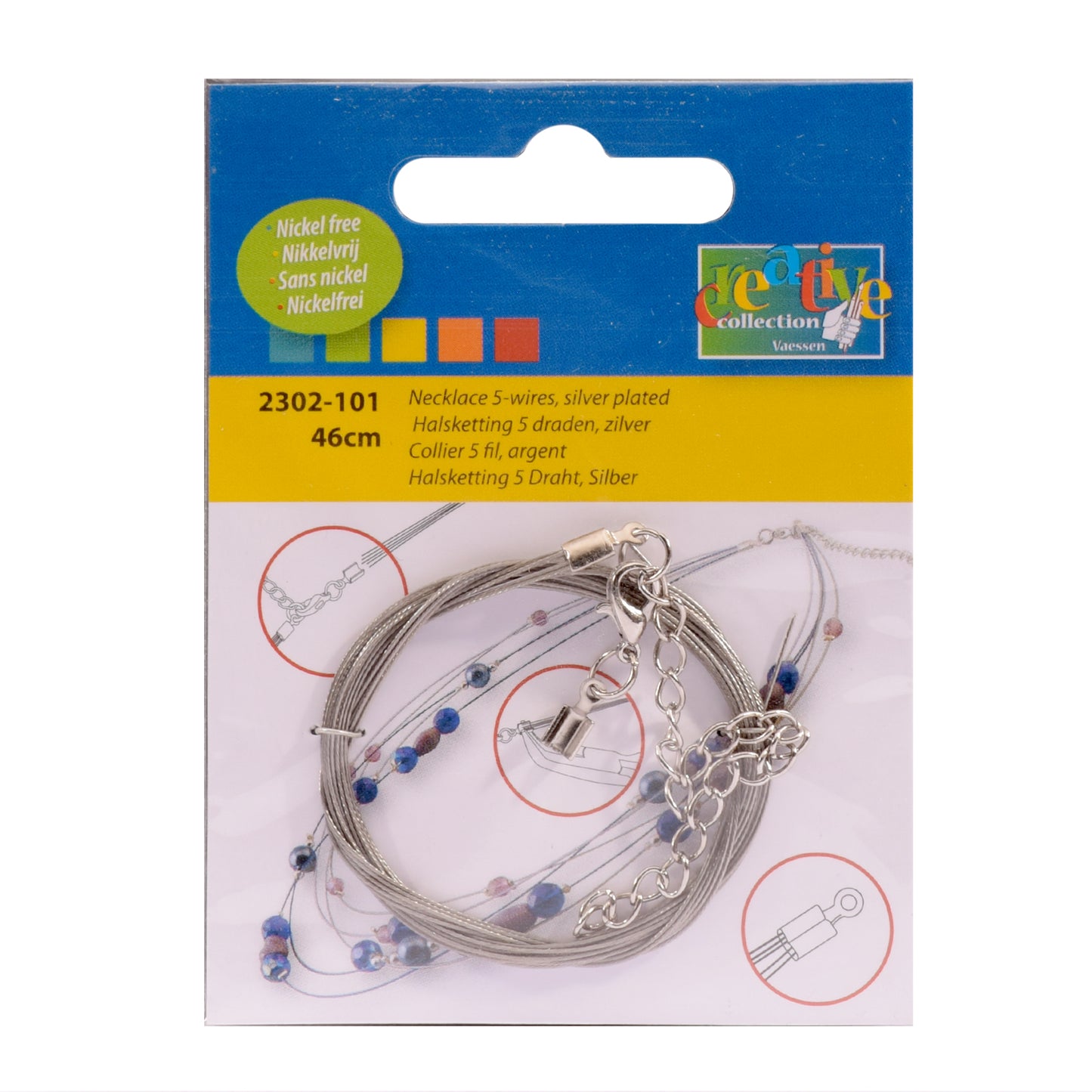 Vaessen creative • ketting 46cm 5-draads nickel