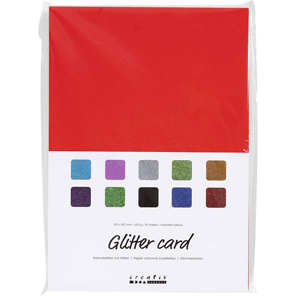 Creativ company glitterkarton a4, 50 vellen