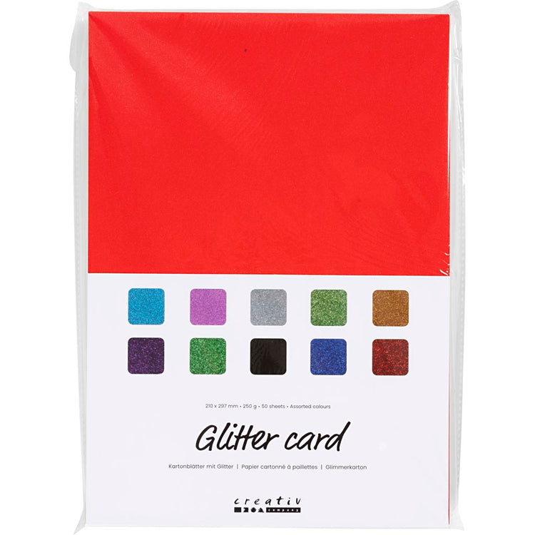 Creativ company glitterkarton a4, 50 vellen