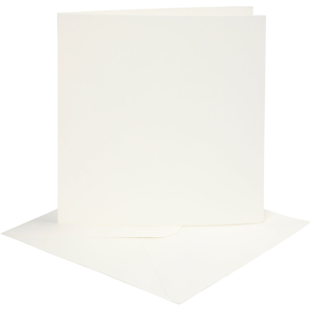 Kaarten en enveloppen, afmeting kaart 15,2x15,2 cm, afmeting envelop 16x16 cm, 220 gr, off-white, 4 set 1 doos