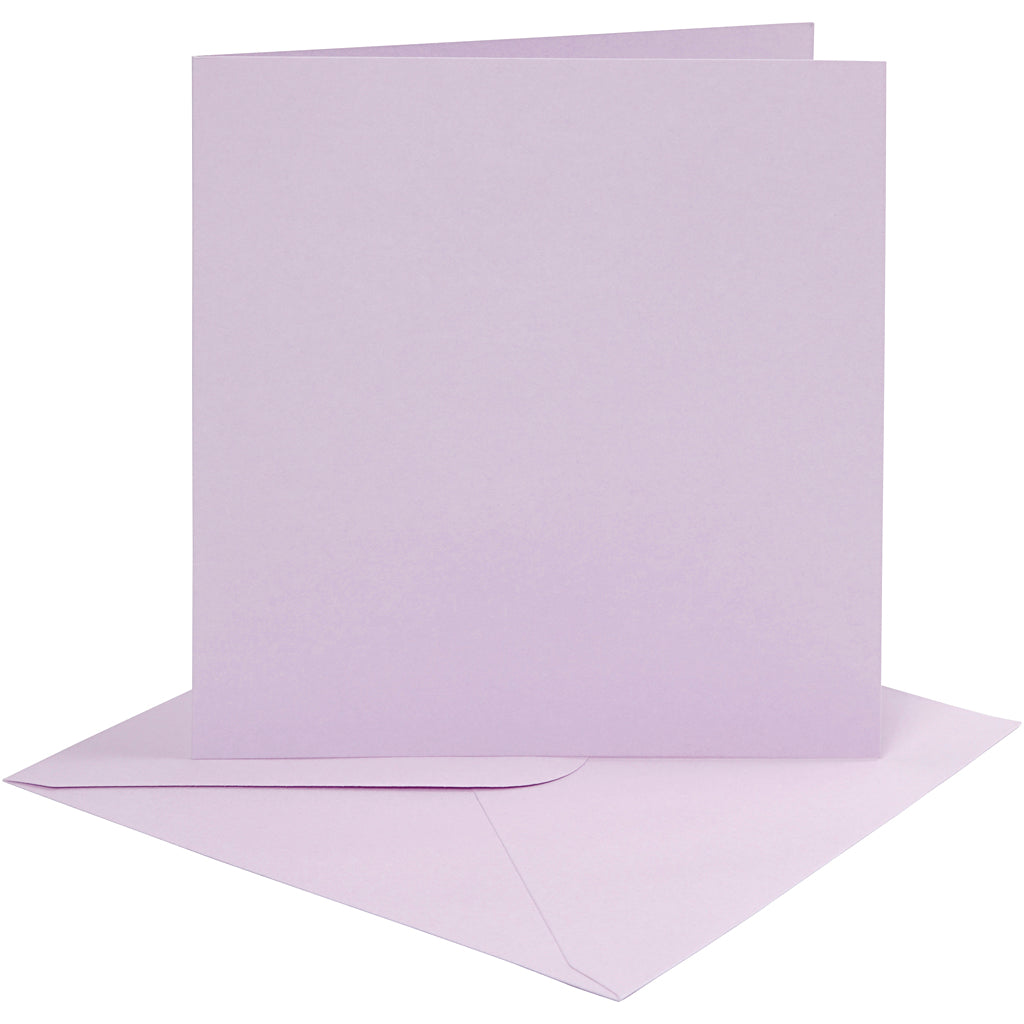 Kaarten en enveloppen, afmeting kaart 15,2x15,2 cm, afmeting envelop 16x16 cm, 210 gr, lichtpaars, 4 set 1 doos