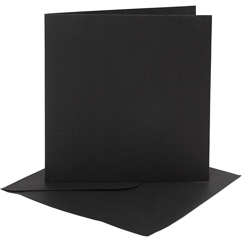 Kaarten en enveloppen, afmeting kaart 15,2x15,2 cm, afmeting envelop 16x16 cm, 230 gr, zwart, 4 set 1 doos