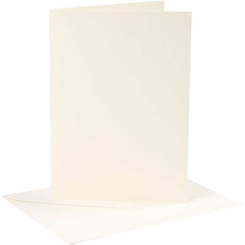 Kaarten en enveloppen, afmeting kaart 12,7x17,8 cm, afmeting envelop 13,3x18,5 cm, 220 gr, off-white, 4 set 1 doos