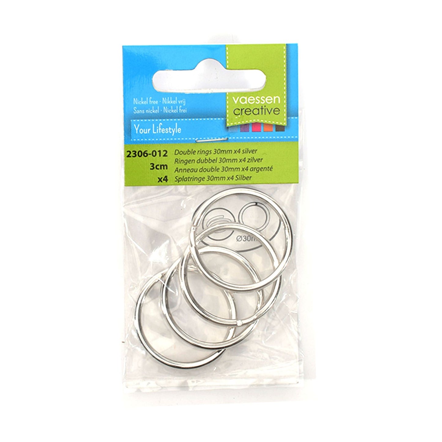 Vaessen creative • split ring 1.8x30mm x4 zilver