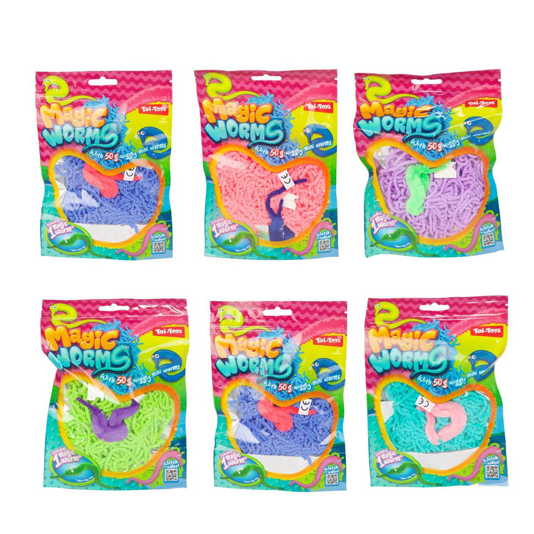 Toi-toys magische worm 15cm met mini wormpjes 50gr