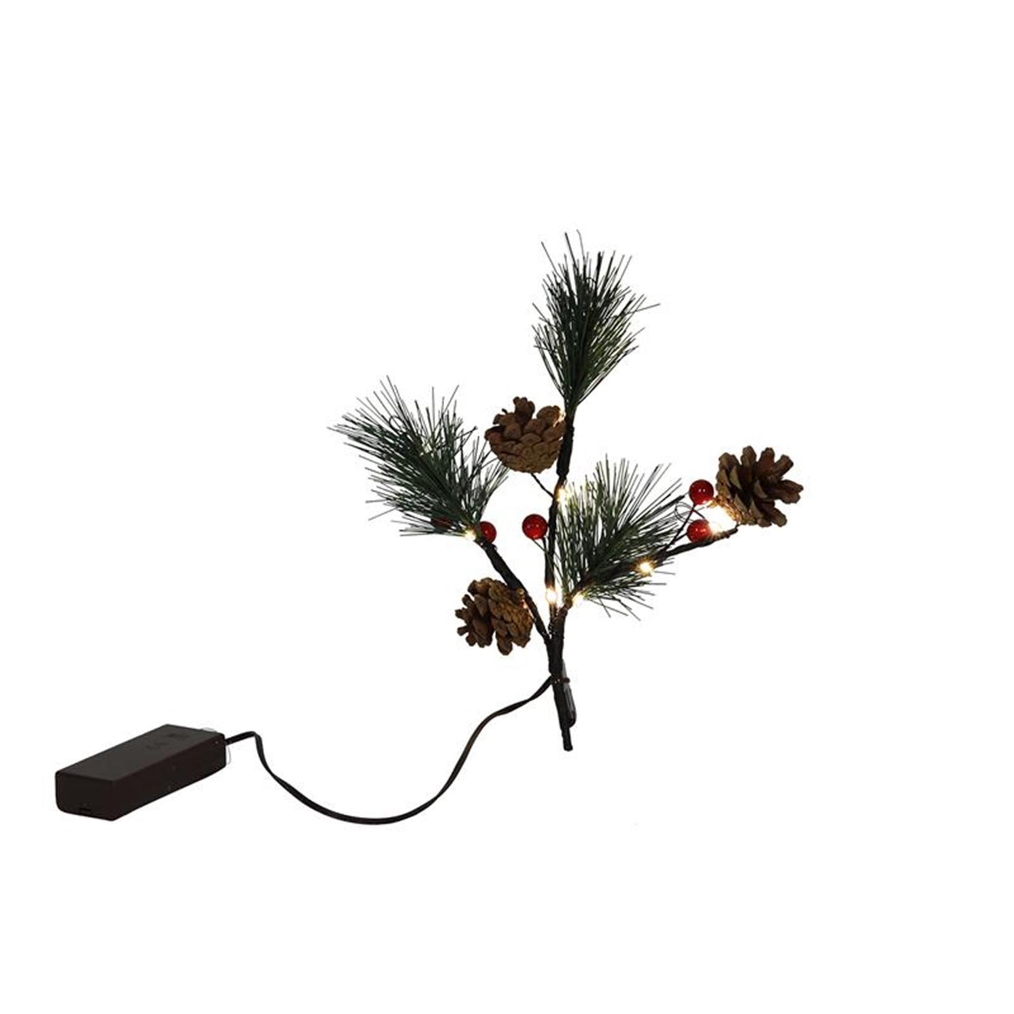 Svenska living tak 'red berry, pineleaf' 10led 20cm exclusief 2xaa batterij